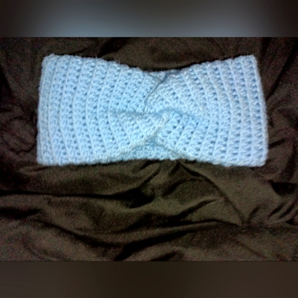 Light blue earwarmer handmade crochet